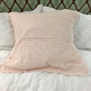 Pine Cone Hill crochet 26"  Euro pillow sham 100% cotton envelope closure pink